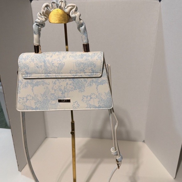 Aldo Elegant White & Light Blue jungle animal Crossbody Bag with scrunch handle - Picture 6 of 10